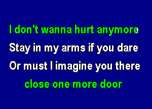 ldon't wanna hurt anymore

Stay in my arms if you dare

0r must I imagine you there
close one more door