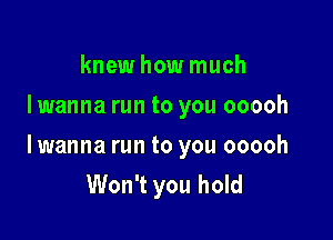 knew how much
I wanna run to you ooooh

lwanna run to you ooooh
Won't you hold