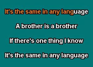 It's the same in any language
A brother is a brother
If there's one thing I know

It's the same in any language