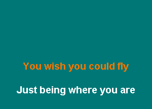 You wish you could fly

Just being where you are