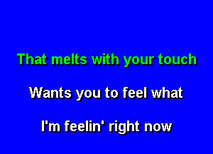 That melts with your touch

Wants you to feel what

I'm feelin' right now