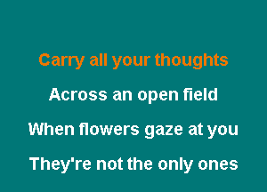 Carry all your thoughts
Across an open field

When flowers gaze at you

They're not the only ones