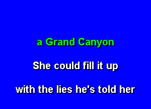 a Grand Canyon

She could fill it up

with the lies he's told her