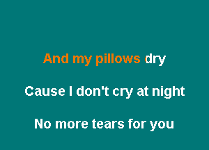 And my pillows dry

Cause I don't cry at night

No more tears for you