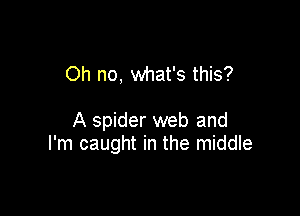 Oh no, what's this?

A spider web and
I'm caught in the middle