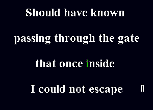 Should have known
passing through the gate
that once inside

I could not escape

II