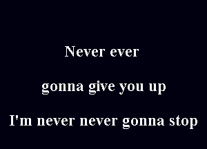 Never ever

gonna give you up

I'm never never gonna stop