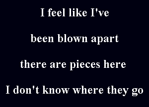 I feel like I've
been blown apart

there are pieces here

I don't know Where they go