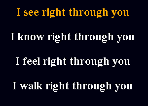 I see right through you
I know right through you
I feel right through you

I walk right through you
