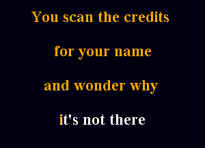 You scan the credits

for your name

and wonder why

it's not there