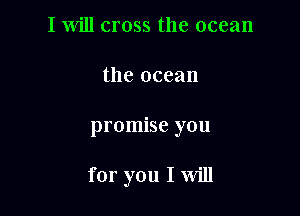 I will cross the ocean
the ocean

promise you

for you I Will