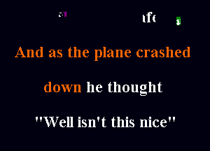 lf( g

And as the plane crashed

down he thought

Well isn't this nice