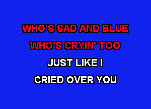 JUST LIKE I
CRIED OVER YOU