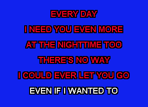 EVEN IF I WANTED TO