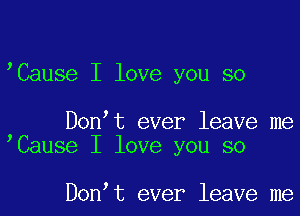 'Cause I love you so

Don t ever leave me
Cause I love you so

Don t ever leave me
