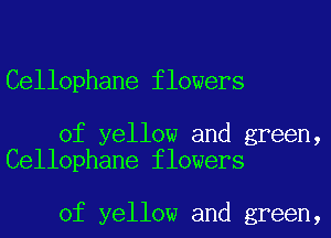 Cellophane flowers

of yellow and green,
Cellophane flowers

of yellow and green,