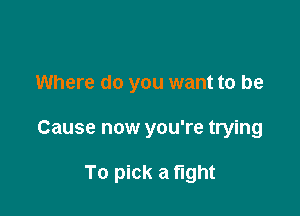 Where do you want to be

Cause now you're trying

To pick a fight