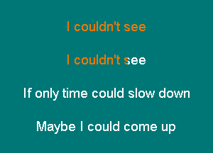 I couldn't see

I couldn't see

If only time could slow down

Maybe I could come up