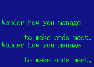 Wonder how you manage

to make ends meet.
Wonder how you manage

to make ends meet.