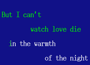 But I can t

watch love die

in the warmth

of the night