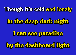 Though it's cold and lonely

in the deep dark night

I can see paradise

by the dashboard light