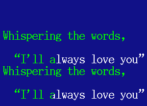 Whispering the words,

I ll always love you
Whispering the words,

I ll always love you