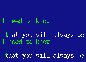 I need to know

that you will always be
I need to know

that you will always be