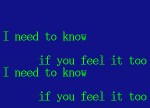 I need to know

if you feel it too
I need to know

if you feel it too