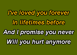 I've loved you forever
In lifetimes before

And lpromise you never

Will you hurt anymore