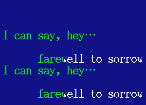 I can say, hey'

farewell to sorrow
I can say, hey-

farewell to sorrow