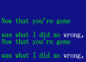 Now that youtre gone

was what I did so wrong,
Now that youtre gone

was what I did so wrong,