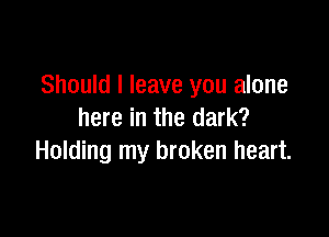 Should I leave you alone
here in the dark?

Holding my broken heart.