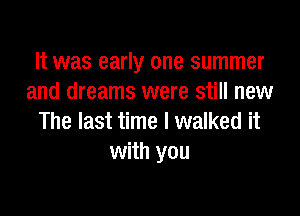 It was early one summer
and dreams were still new

The last time I walked it
with you