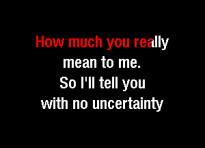 How much you really
mean to me.

So I'll tell you
with no uncertainty