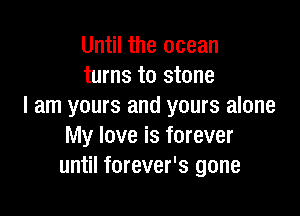 Until the ocean
turns to stone
I am yours and yours alone

My love is forever
until forever's gone