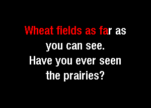Wheat fields as far as
you can see.

Have you ever seen
the prairies?