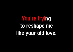 You're trying

to reshape me
like your old love.