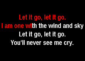 Let it go, let it go.
I am one with the wind and sky

Let it go, let it go.
You'll never see me cry.