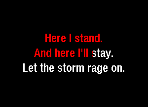 Here I stand.

And here I'll stay.
Let the storm rage on.