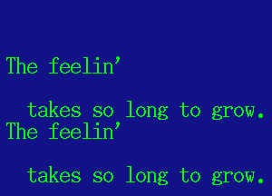 The feelin

takes so long to grow.
The feelin

takes so long to grow.