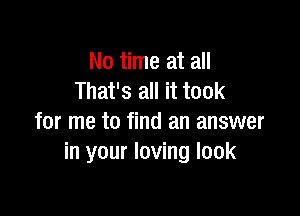 No time at all
That's all it took

for me to find an answer
in your loving look