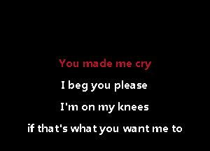 You made me cry

I beg you please

I'm on my knees

if that's what you want me to