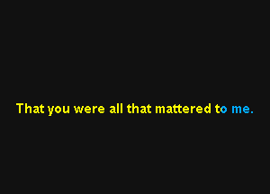 That you were all that mattered to me.