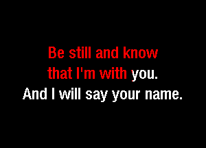 Be still and know

that I'm with you.
And I will say your name.