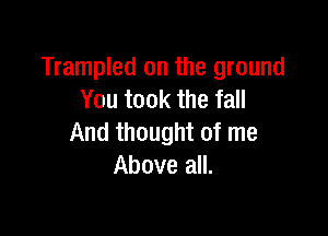 Trampled on the ground
You took the fall

And thought of me
Above all.