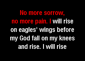 No more sorrow,
no more pain. I will rise
on eagles' wings before

my God fall on my knees
and rise. I will rise
