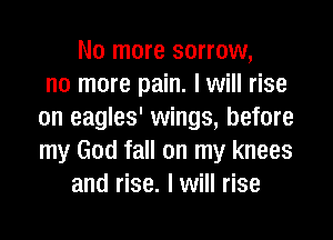 No more sorrow,
no more pain. I will rise
on eagles' wings, before

my God fall on my knees
and rise. I will rise