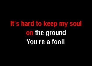 It's hard to keep my soul

on the ground
You're a fool!