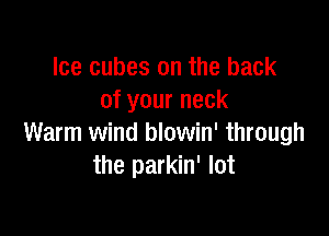 Ice cubes on the back
of your neck

Warm wind blowin' through
the parkin' lot