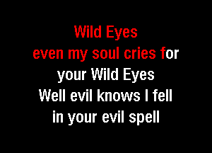 Wild Eyes
even my soul cries for
your Wild Eyes

Well evil knows I fell
in your evil spell